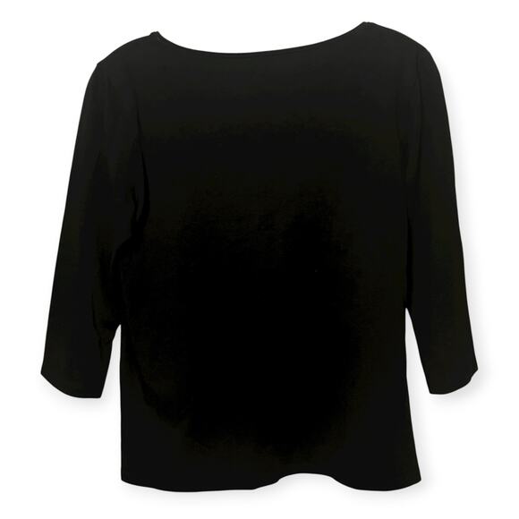 Eileen Fisher Organic Cotton Black Scoop Neck 3/4 Sleeve Top Sz Small Basic - Picture 3 of 6